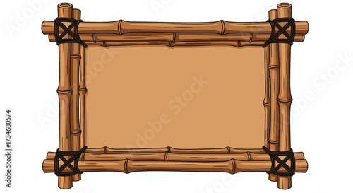 A rustic bamboo frame holding a blank tan background perfect for adding your own text or images.