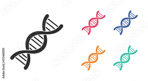 Illustrative depiction of deoxyribonucleic acid or dna in varying color schemes