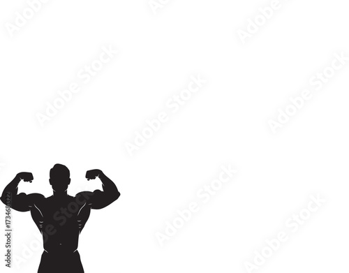 Silhouettes of a naked woman and naked man with blank signs are illustrated next to running people, including a boy soccer player with a ball, representing sports, fitness, and business on the body wi