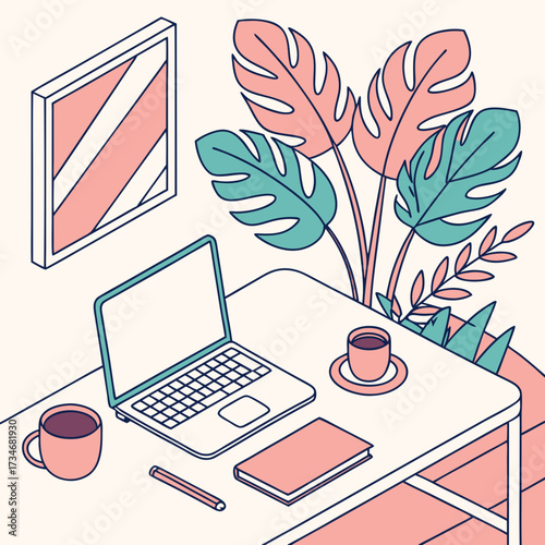 vector illustration of an creative space | workspace vector illustration