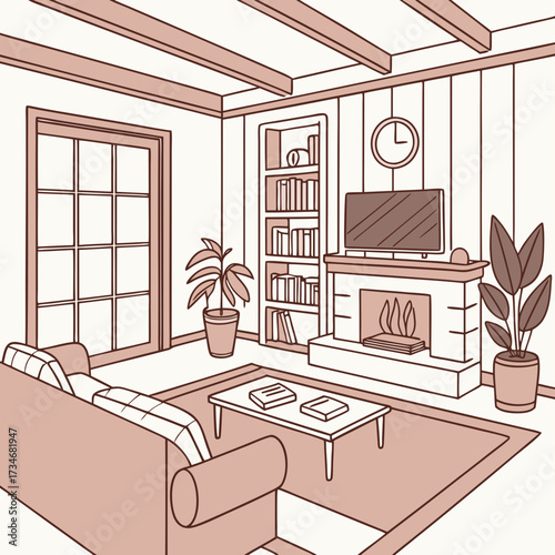 interior of a bedroom vector illustration