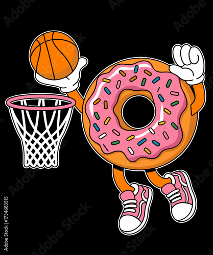 Funny Donut Dunking Basketball Food Champ Sports Donut