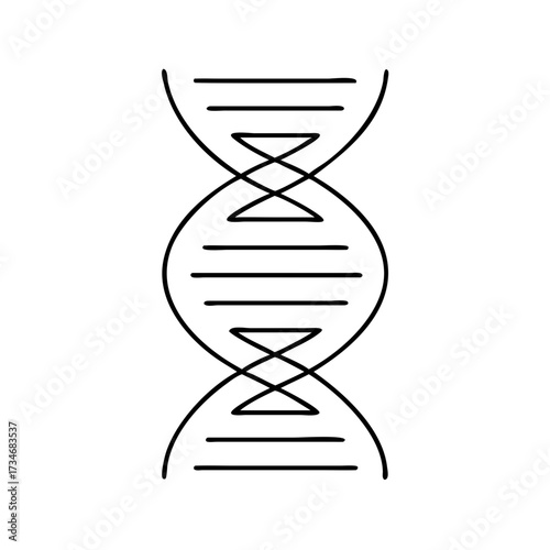 Vector art of stylized illustration of a dna double helix structure, representing genetic information and the building blocks of life