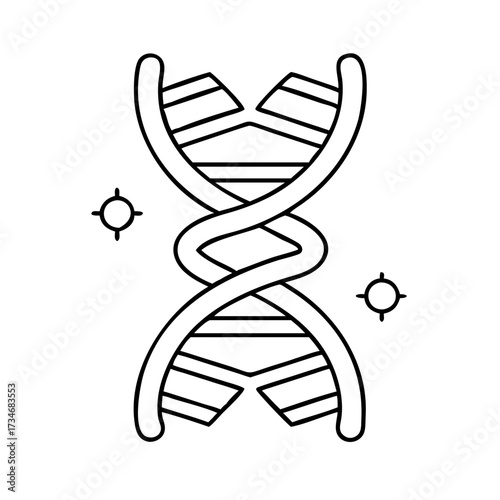 Vector art of abstract representation of a broken dna double helix structure, symbolizing genetic mutation or damage