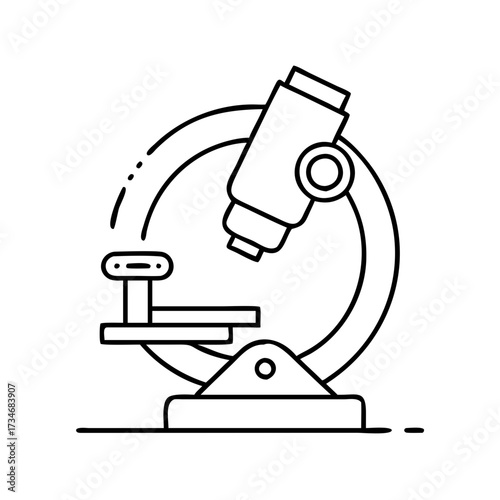Vector art of a minimalist outline drawing of a microscope, , representing scientific inquiry and detailed examination