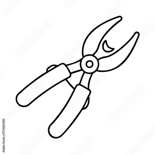 black and white garden shears outline clip art preview