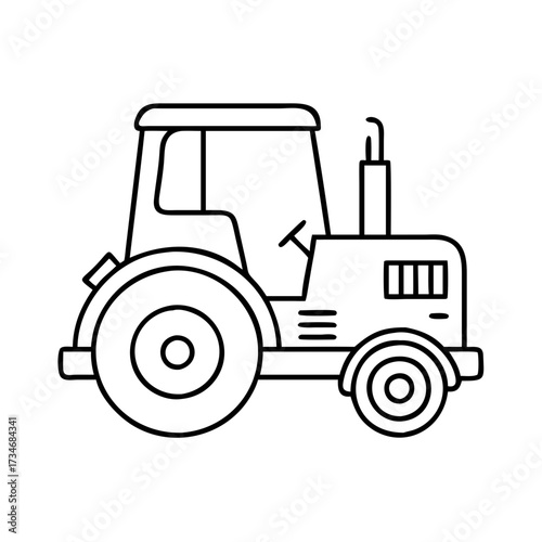 Vector art of outline drawing of a tractor