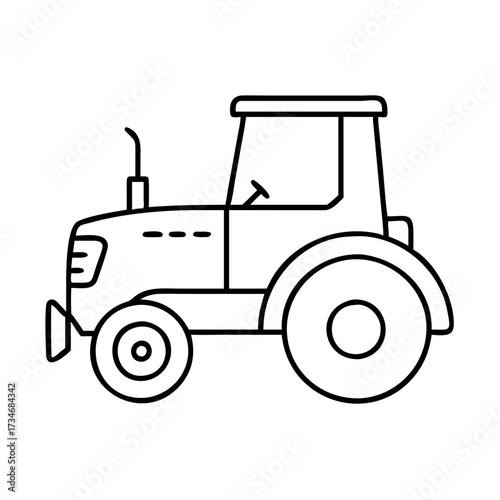 Vector art of outline drawing of a tractor