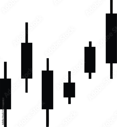 A candlestick stock chart with green and red bars showing rising and falling prices for market analysis and investment tracking.