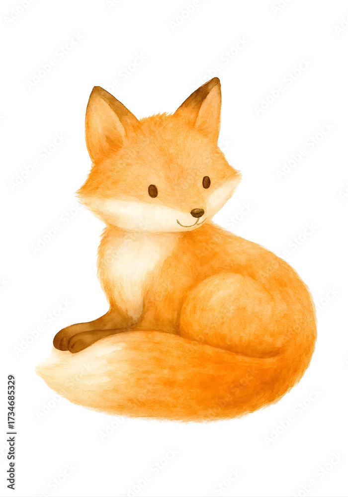Obraz premium Watercolor Fox Clipart, Cute Woodland Animal Illustration, Baby Nursery Wall Art