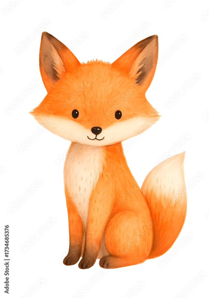 Obraz premium Watercolor Fox Clipart, Cute Woodland Animal Illustration, Baby Nursery Wall Art