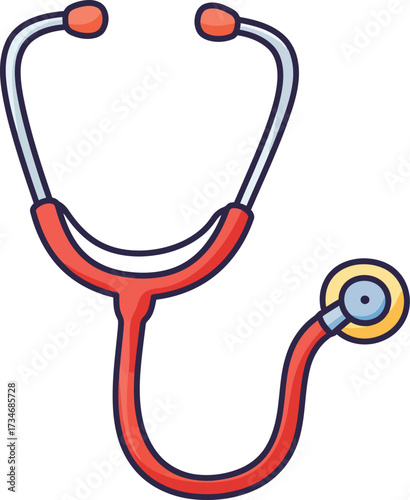 Cute cartoon stethoscope icon for medical healthcare and doctor visits simple hand drawn style flat design vector illustration white background