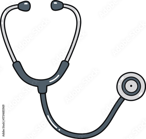 Cartoon stethoscope medical healthcare professional diagnostic tool healthcare symbol flat design vector illustration white background