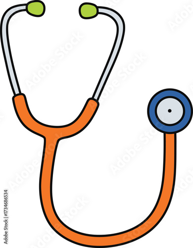 Cartoon stethoscope medical health care tool doctor nurse equipment illustration flat design vector illustration white background