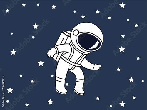 Cute astronaut floating in space with stars background