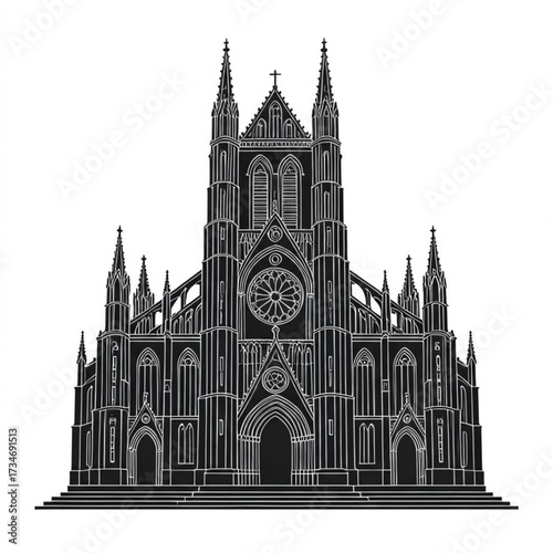 black vector of gothic church in silhouette