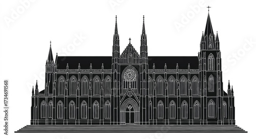 black vector of gothic church in silhouette