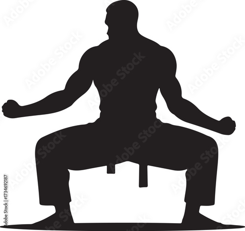 black vector of martial artist in silhouette