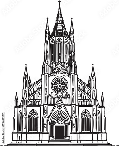 black vector of gothic church in silhouette