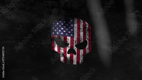 usa us america flag in skull icon raising in the wind