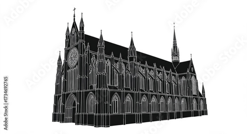 black vector of gothic church in silhouette