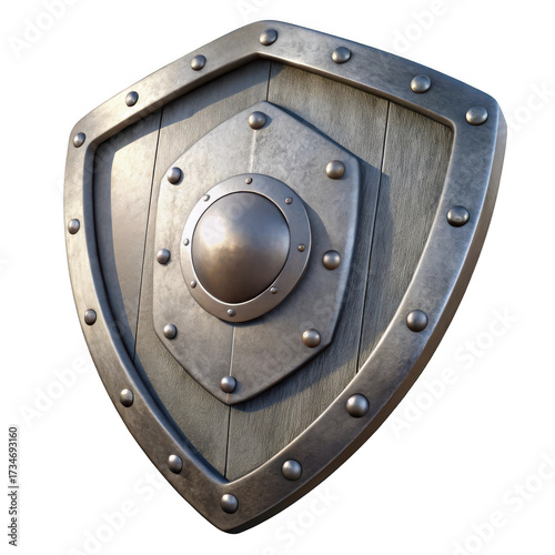 Fototapeta Naklejka Na Ścianę i Meble -  3d medieval shield isolated on transparent background