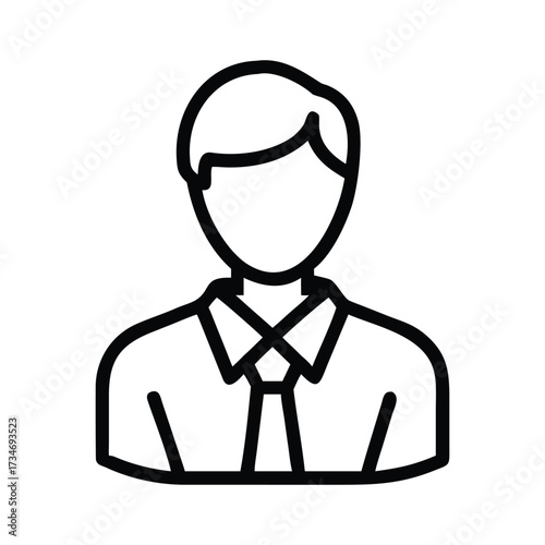 Simple outline icon of a person head and shoulders wearing a shirt and tie