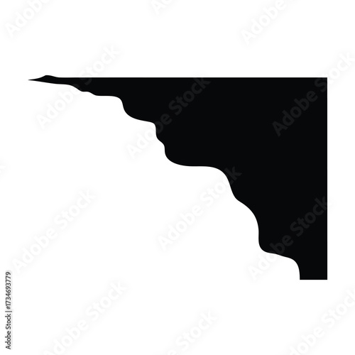 Ornate architectural corner bracket silhouette with scalloped edge, isolated on white