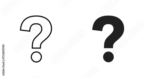 Simple black and white question marks displayed side by side in image