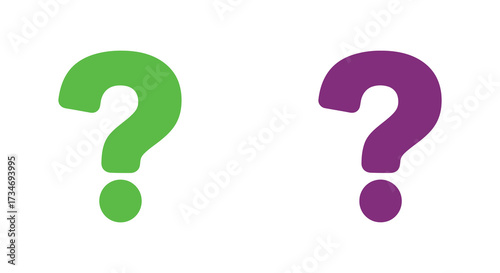 Two colorful question marks isolated on a clean white background