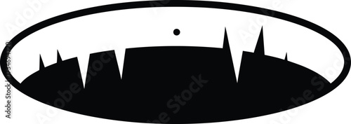 Fearsome vampire fangs graphic icon representing danger and halloween fun flat design vector illustration white background