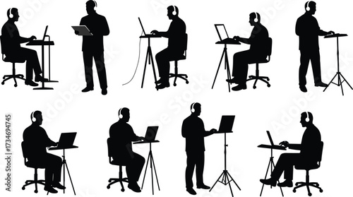 Reading silhouettes, book lovers, literature activity, study posture, knowledge concept, education lifestyle, creative learning, reading illustration set