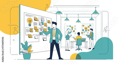 Business Team Brainstorming and Planning Meeting in the Office Workplace Environment