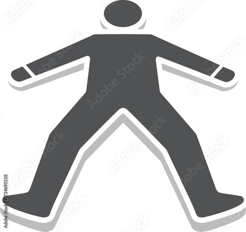Silhouette of a person lying down with arms and legs spread wide flat design vector illustration white background