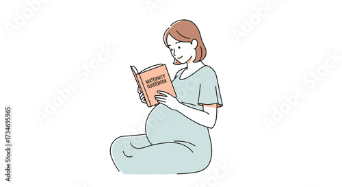 Pregnant woman reading a maternity guidebook