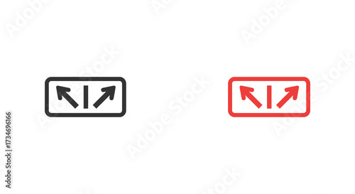 Two arrow icons one black and one red showing direction changes