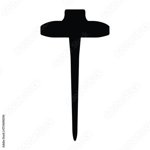 Black and White Abstract Silhouette of a stylized Carpenter Nail Shape