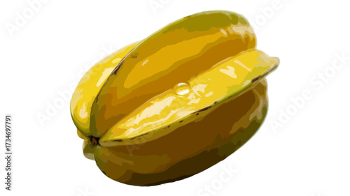 yellow fresh starfruit isolated on transparent background 