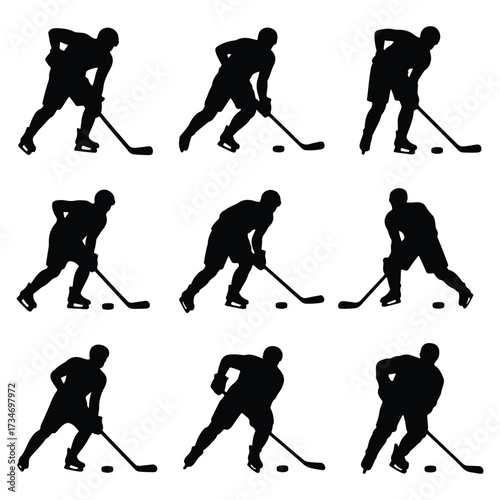 Hockey Player Silhouettes in Action