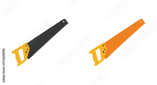 Two hand saws displayed in contrasting black and orange colors