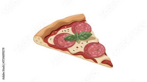 slice of salami pizza isolated on transparent background