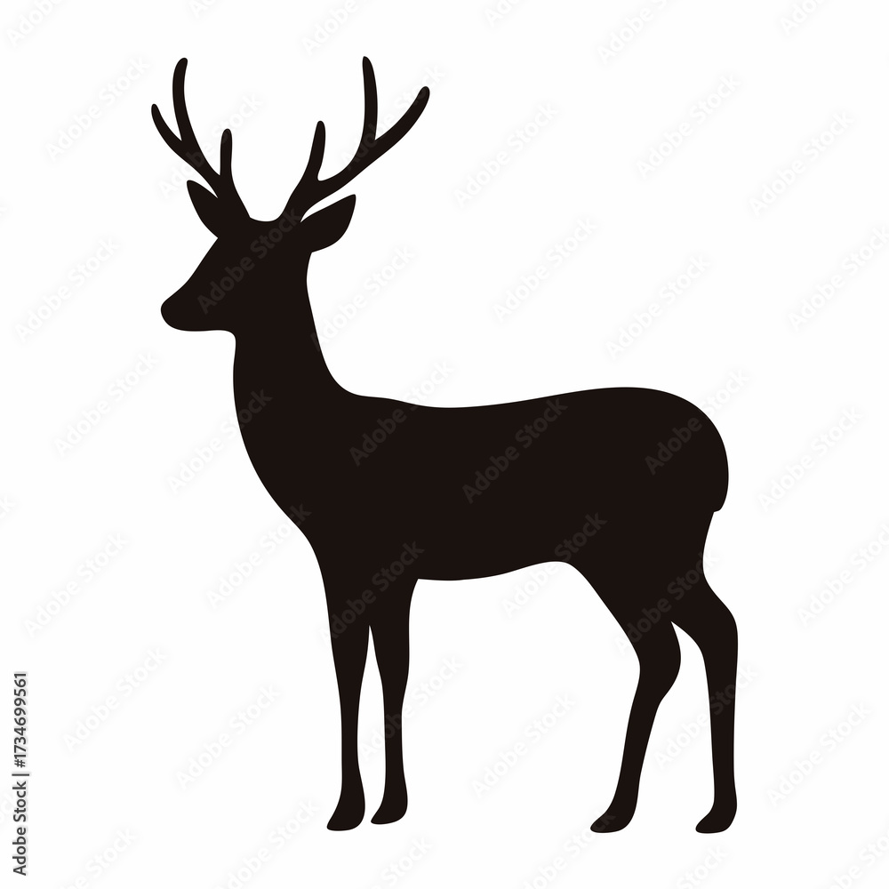 Fototapeta premium Black silhouette of three flowers with stems and leaves against white background