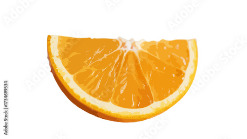 slice of orange with fresh water drops isolated on transparent background