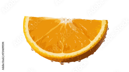 slice of orange with fresh water drops isolated on transparent background