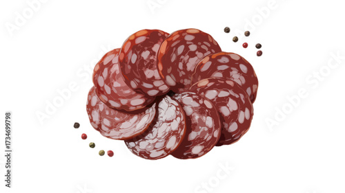 salami slices isolated on transparent background