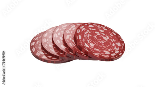 salami slices isolated on transparent background