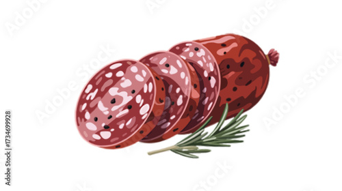 salami slices isolated on transparent background