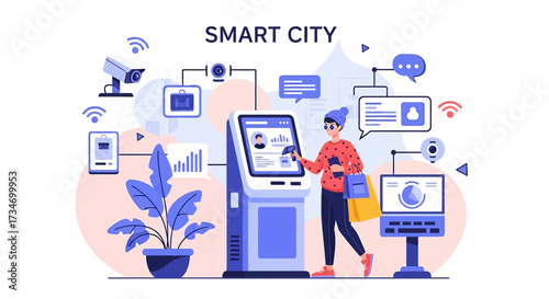 Illustration of a smart city showcasing technology and connectivity for modern living