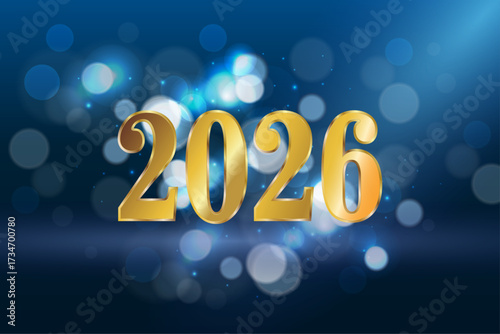 Happy New Year 2026. Golden gradient