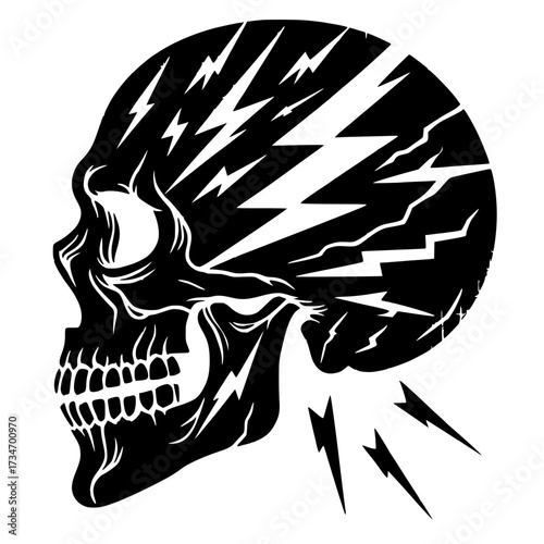 Silhouette of a broken skull